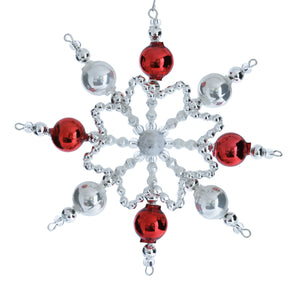 Czech Red, White, and Silver Snowflakes