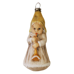 German Glass Angel with Trumpet Ornament