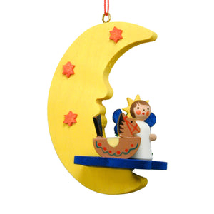 German Angel Swinging on Moon Ornaments