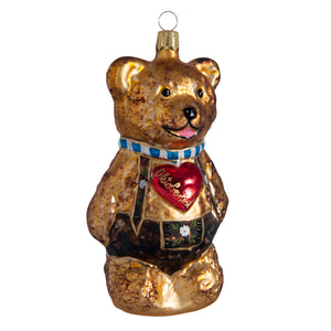 German Glass Oktoberfest Bear Ornament