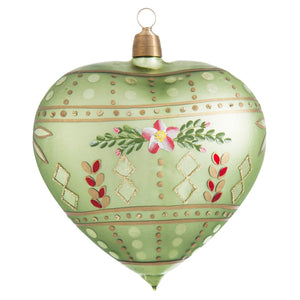 German Green Folk-Art Heart Ornament
