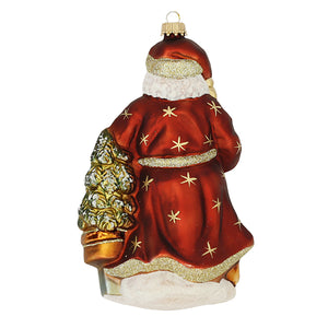 German Glass Santa with Christmas Tree