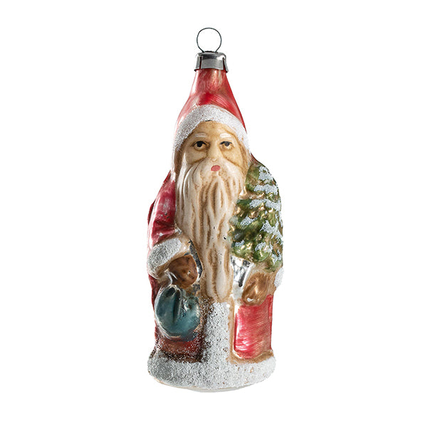 German Glass Santa with Tree Ornament