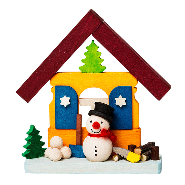German Snowman Cottage Ornament