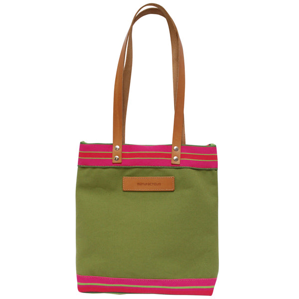 French Canvas Tote - Pink/Lime