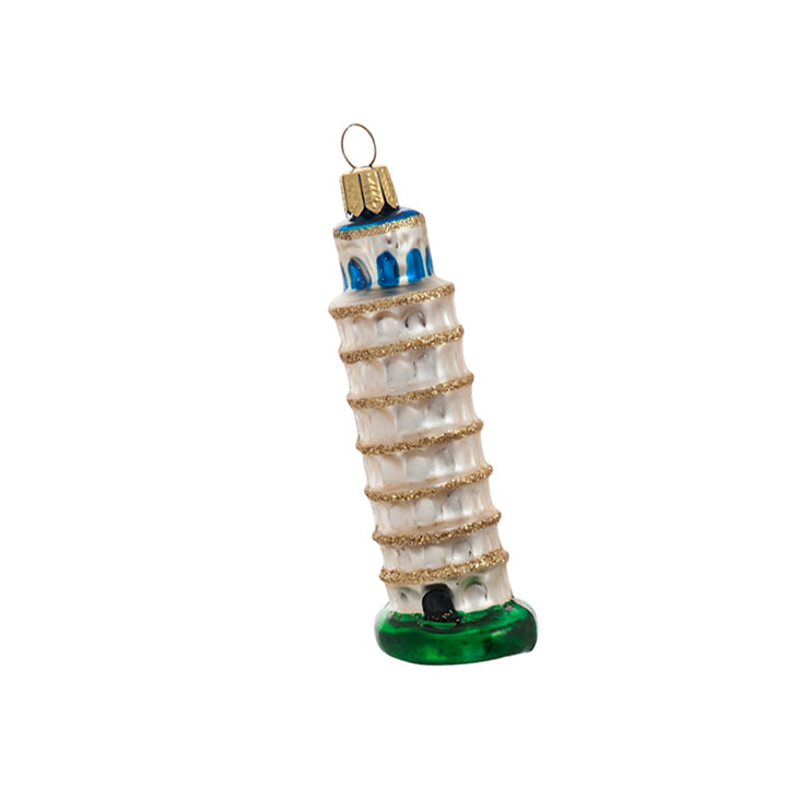 Polish Glass Leaning Tower of Pisa Ornaments