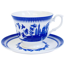 Load image into Gallery viewer, English London Willow Teacups and Saucers
